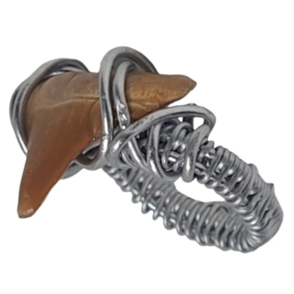 Shark Tooth Wire-Wrapped Ring | Size 7 | Silver Tone | NWOT